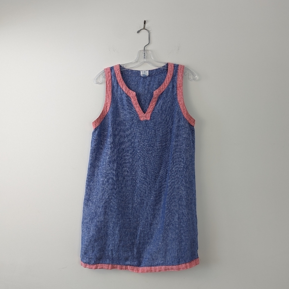Women's Sigrid Olsen Linen Sleeveless Dress with Contrast Trim - Size M